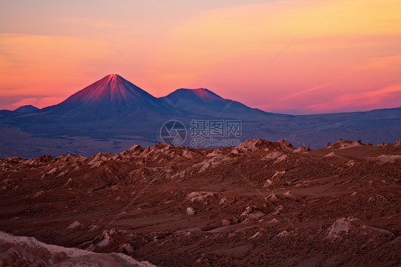 日落火山,LicancaburJuriques,阿塔卡马沙漠,智利图片