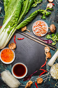 亚洲食品背景,烹饪原料,筷子酱汁,框架图片