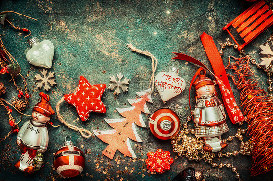 圣诞背景与红色的节日装饰图片