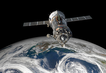 宇宙飞船联盟绕地球运行这幅图像的元素由美国宇航局提供背景图片