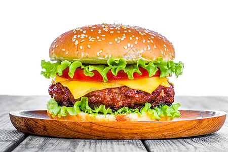 番茄沙拉美味可口的汉堡芝士汉堡背景