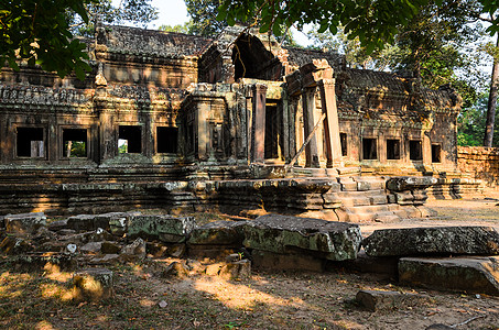 吴哥窟高棉寺庙建筑群的部分,东南亚的古代兰马克礼拜场所受游客的欢迎西姆收获,柬埔寨图片