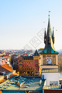布拉格老城钟楼的日落景色,捷克共国图片