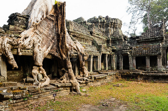 普雷拉汗,高棉吴哥寺建筑群的部分,东南亚的古代兰马克礼拜场所受游客的欢迎西姆收获,柬埔寨图片