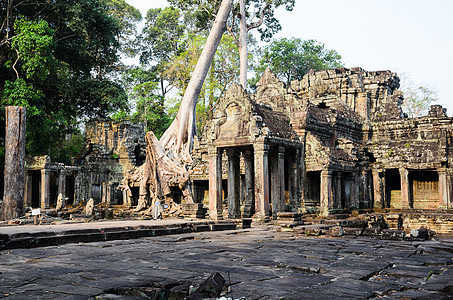 普雷拉汗,高棉吴哥寺建筑群的部分,东南亚的古代兰马克礼拜场所受游客的欢迎西姆收获,柬埔寨图片