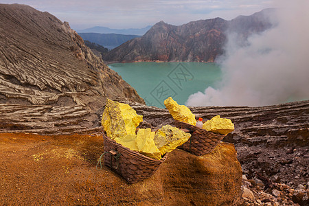 湖火山口火山艾根,爪哇,印度尼西亚图片