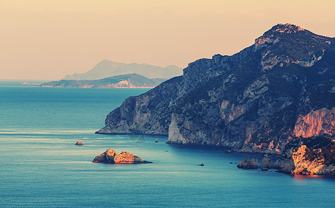 前海湾希腊的科孚岛景观背景