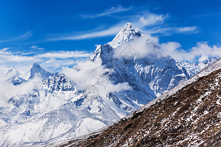 那玛峰阿玛达布拉姆山珠穆朗玛峰地区,喜马拉雅,尼泊尔背景