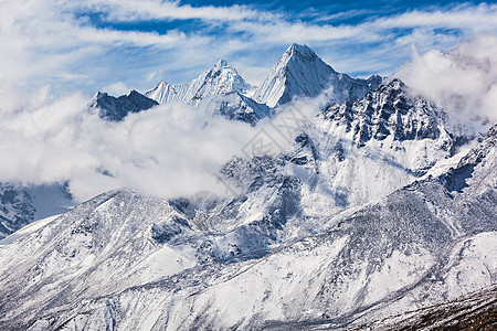 天空全景图珠穆朗玛峰地区的山脉,喜马拉雅山,尼泊尔东部背景