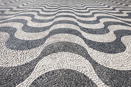 葡萄牙传统风格的瓷砖地板,罗西奥广场,里斯本图片