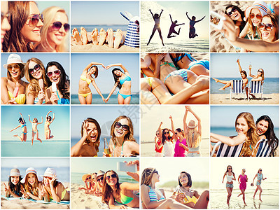 暑假假期整理许多图片与漂亮的女孩海滩上玩得开心自拍女孩们海滩上玩得很开心图片