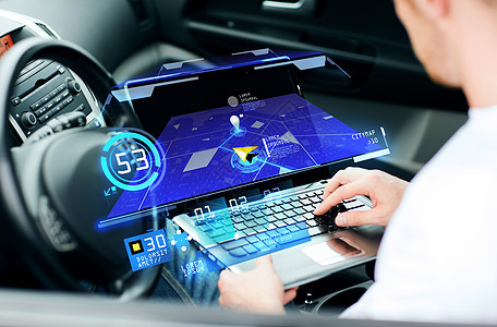 运输,现代技术人的人用导航系统笔记本电脑汽车上图片