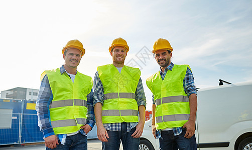 工业,建筑,建筑人们的快乐的男建设者高可见背心户外图片