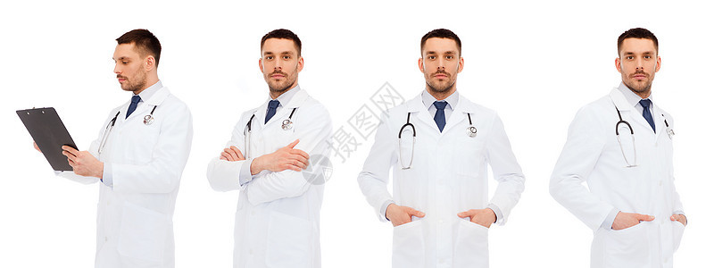 医学,专业保健医生与剪贴板听诊器图片