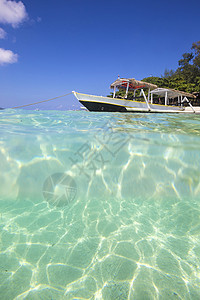 热带海滩的长尾船,巴厘岛的吉利岛图片