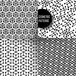 四方连续纹样图案抽象几何图案黑白纹理op艺术中的几何图案黑白艺术