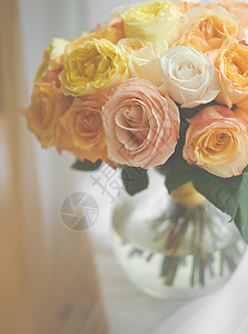 复古花瓶还精致的玫瑰新娘花生日背景