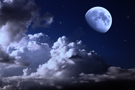 夜空月亮,云星星图片