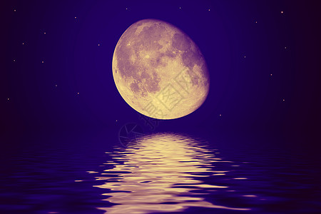 月亮反射波浪状的水中插图图片