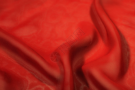 红色丝绸极端特写的纹理图片