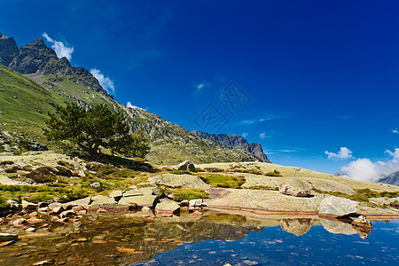 比利牛斯山脉湖泊景观图片
