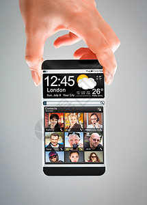 未来主义智能手机Phablet,透明人类手中实际未来创新理念最佳技术人图片