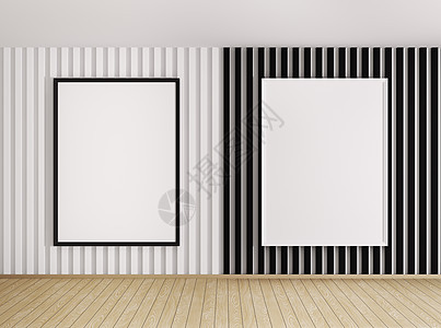 黑白墙上的白色黑色框架图片