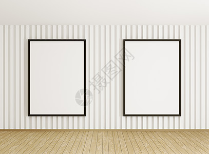内部两个黑色框架白色墙壁上图片