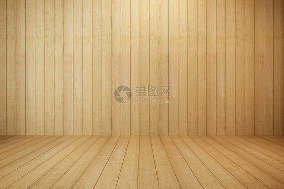 空房木墙木地板图片