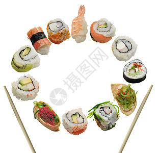 寿司品种隔离白色背景上图片