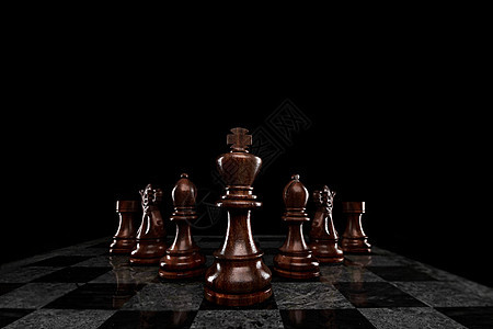 由国王领导的7枚棋子成的队图片