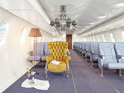 飞机机舱里的豪华扶手椅三维创意图片