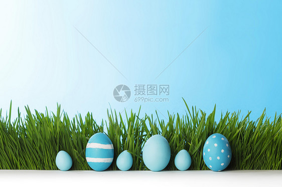 排复活节彩蛋新鲜的青草里图片
