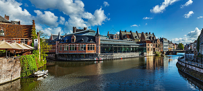 根特运河中世纪建筑根特,比利时图片