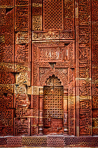 库图布建筑群装饰墙德里,印度图片