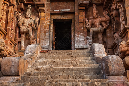 布里哈迪什瓦拉神庙的入口坦乔尔Thanjur,泰米尔纳德邦,印度最伟大的活着的Chola寺庙联合国教科文世图片