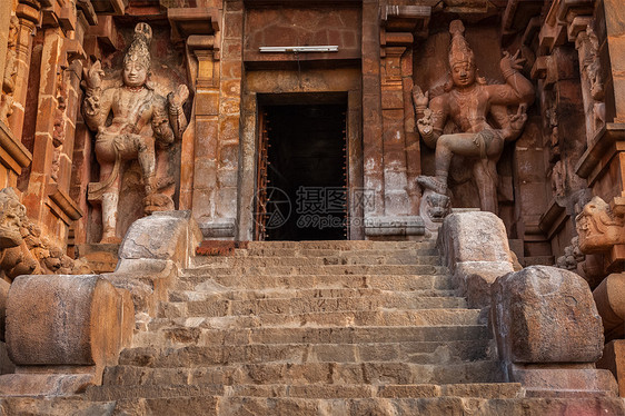 布里哈迪什瓦拉神庙的入口坦乔尔Thanjur,泰米尔纳德邦,印度最伟大的活着的Chola寺庙联合国教科文世图片