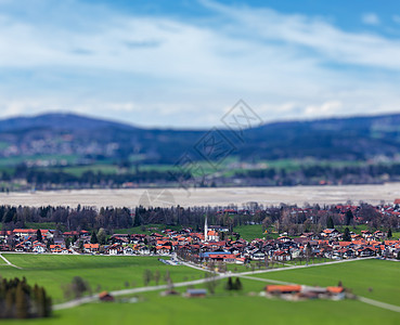 德国农村村庄倾斜移位玩具效应,场地深度较浅巴伐利亚,德国图片