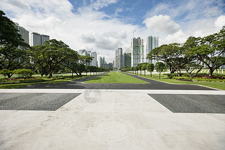 马尼拉美国公墓纪念与城市景观马尼拉菲律宾高清图片