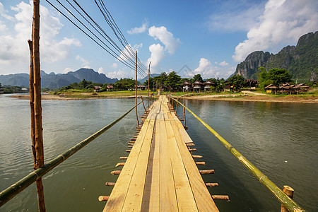 格塔纳拉河桥范维昂老挝背景