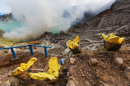 湖火山口火山艾根,爪哇,印度尼西亚图片