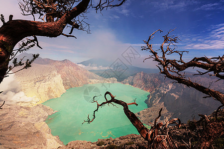 湖火山口火山艾根,爪哇,印度尼西亚图片