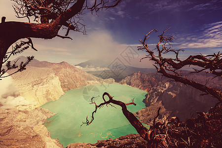 湖火山口火山艾根,爪哇,印度尼西亚图片