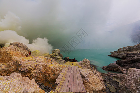 湖火山口火山艾根,爪哇,印度尼西亚图片