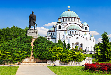 萨瓦大教堂卡拉季乔塞尔维亚政治领袖雕像,贝尔格莱德图片