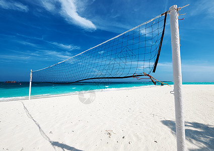 美丽的海滩排球网马尔代夫图片