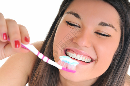 女人刷牙白笑图片