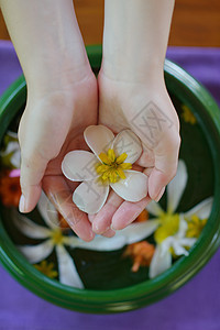 水疗美容女手花水中背景图片