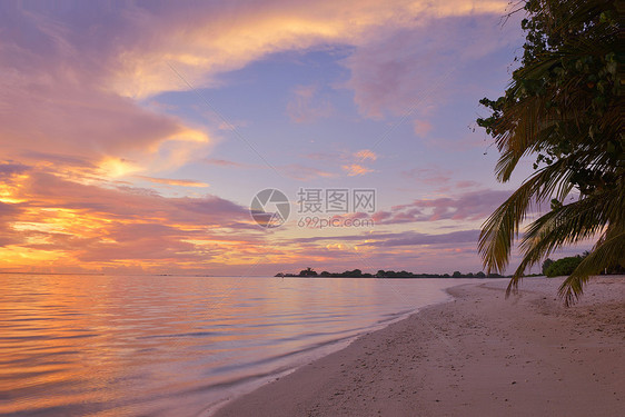 美丽的热带海滩背景景观自然日落图片