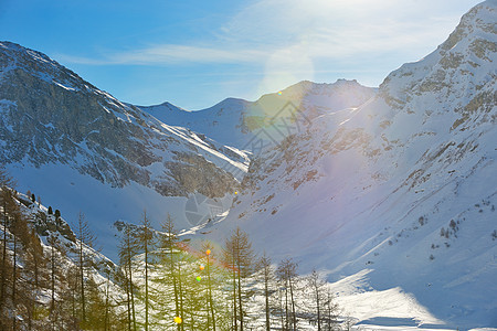 冬季的新鲜雪下,高山图片